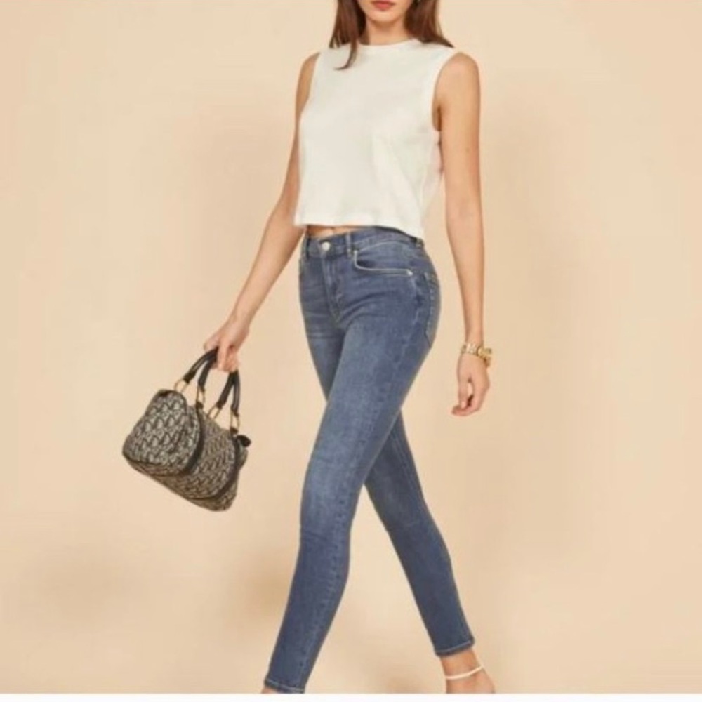 Reformation High & Skinny Ankle Jeans Geneva Wash Size 26